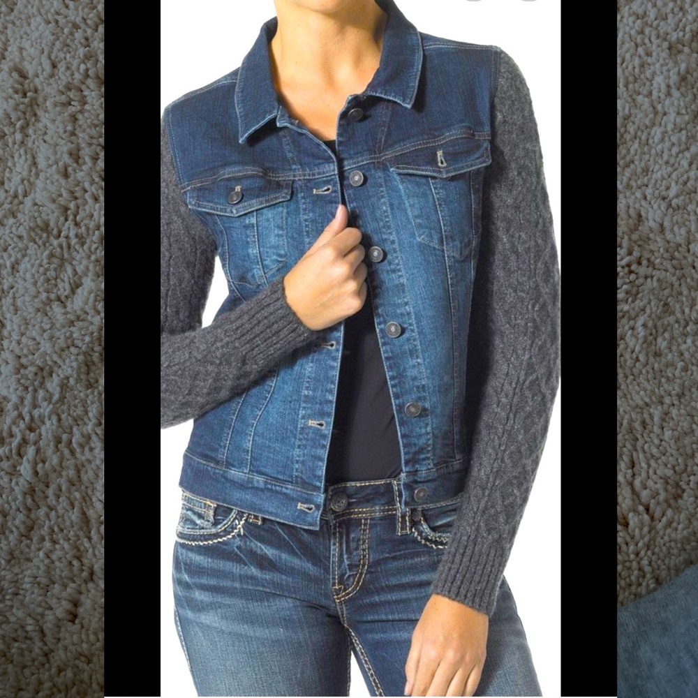 Silver Jeans Co Denim Jean Jacket Knitted Sweater